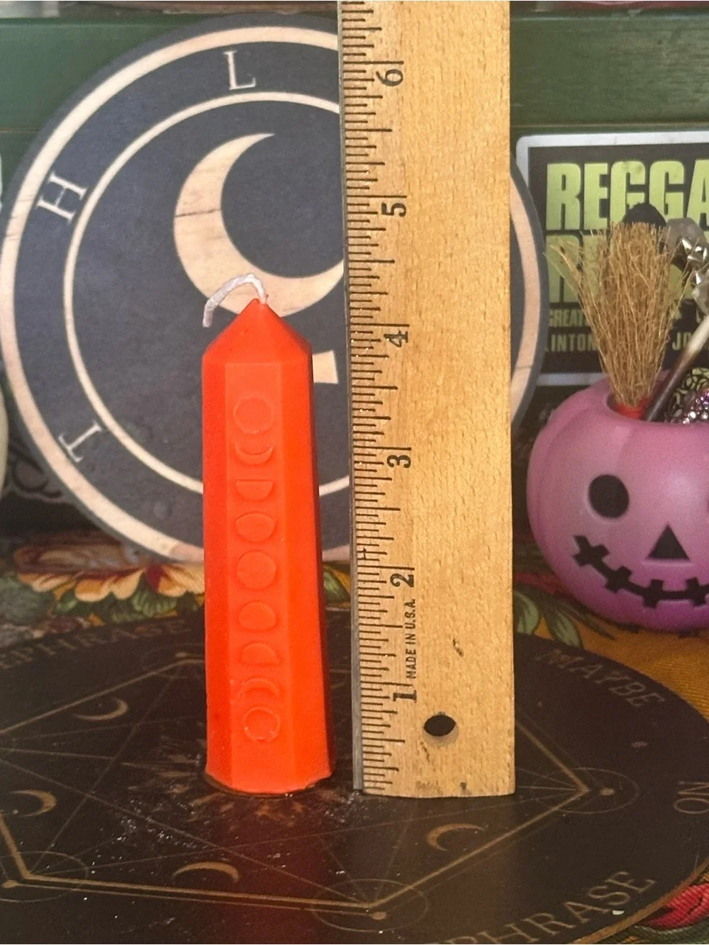 Orange Moon Phase Tower Candle